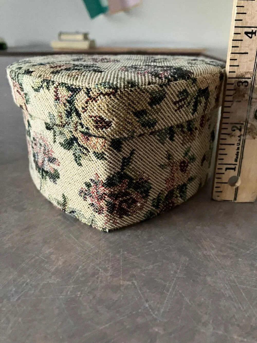 Vintage 1980s Heart-Shaped Embroidered/Needlepoint 3 Nesting Box Set